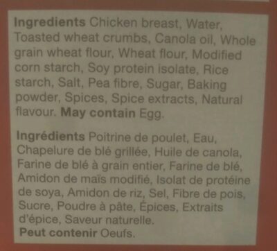 Pub Style Chicken Fries ingredients label