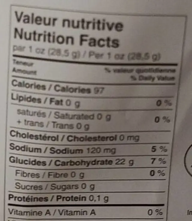 Rice Paper nutrition facts table