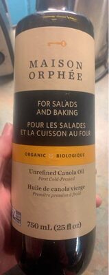 Unrefined Canola Oil Organic