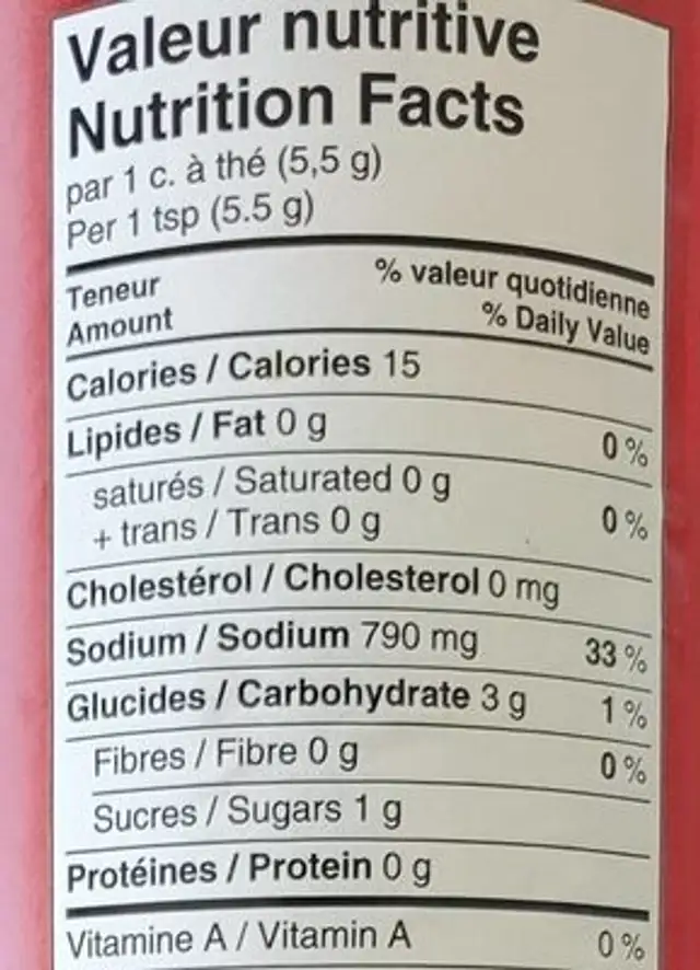 Chicken Dehydrated Broth Bouillion nutrition facts table