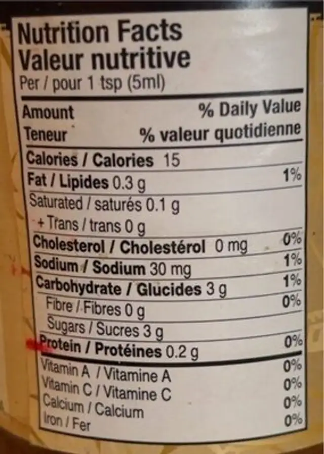 Sweet russian style prepared mustard nutrition facts table
