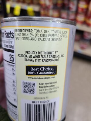 Diced tomatoes ingredients label
