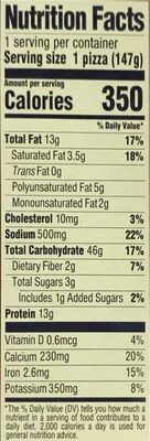 Single serving cheese pizza nutrition facts table