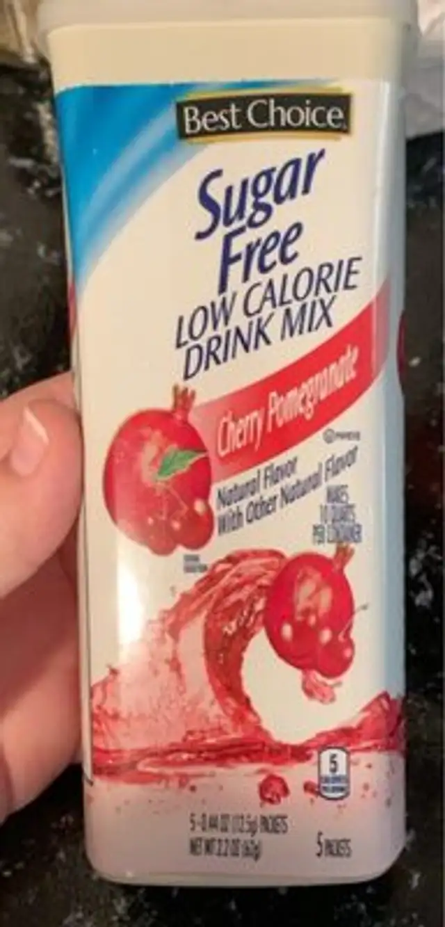 Cherry pomegranate sugar free low calorie drink mix front packaging
