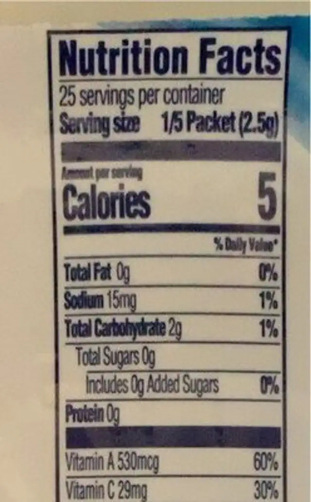 Cherry pomegranate sugar free low calorie drink mix nutrition facts table