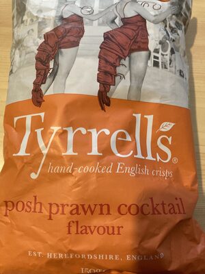 Hand cooked English crisps, posh prawn cocktail flavour