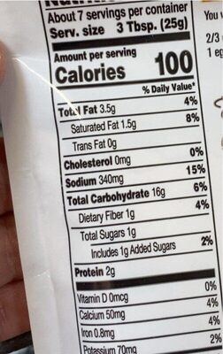 Morrisons prepared kit mixes nutrition facts table