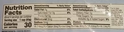 French style green beans nutrition facts table