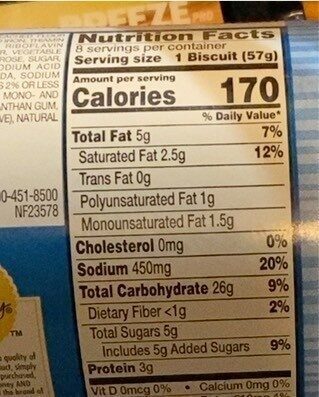 Jumbo flaky biscuits nutrition facts table