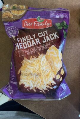 A blend of finely shredded cheddar and monterey jack cheeses