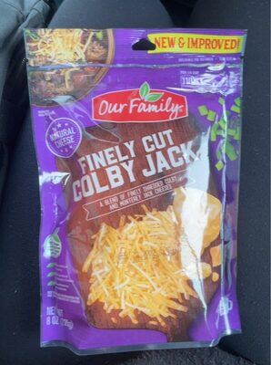 A blend of finely shredded colby and monterey jack cheeses