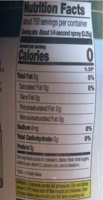 Avocado Oil nutrition facts table