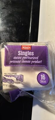 Singles swiss pasteurized process cheese product front packaging