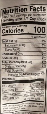 Flour nutrition facts table