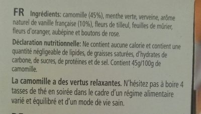 Celestial Sleepytime Vanilla Tea 20 Tepåsar ingredients label