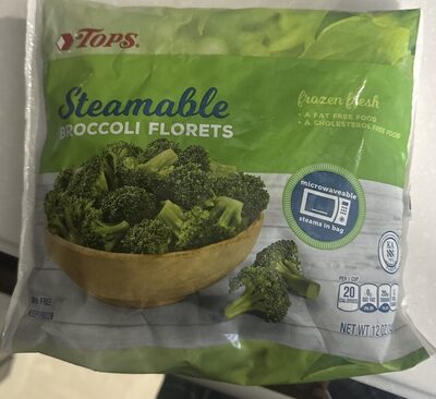 Steamable broccoli florets front packaging