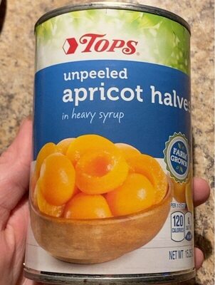 Unpeeled apricot halves in heavy syrup