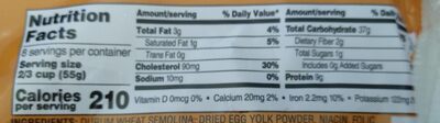 Egg noidles nutrition facts table