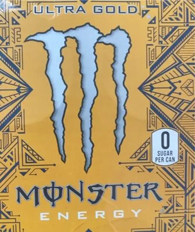 Energy drink ultra gold front packaging
