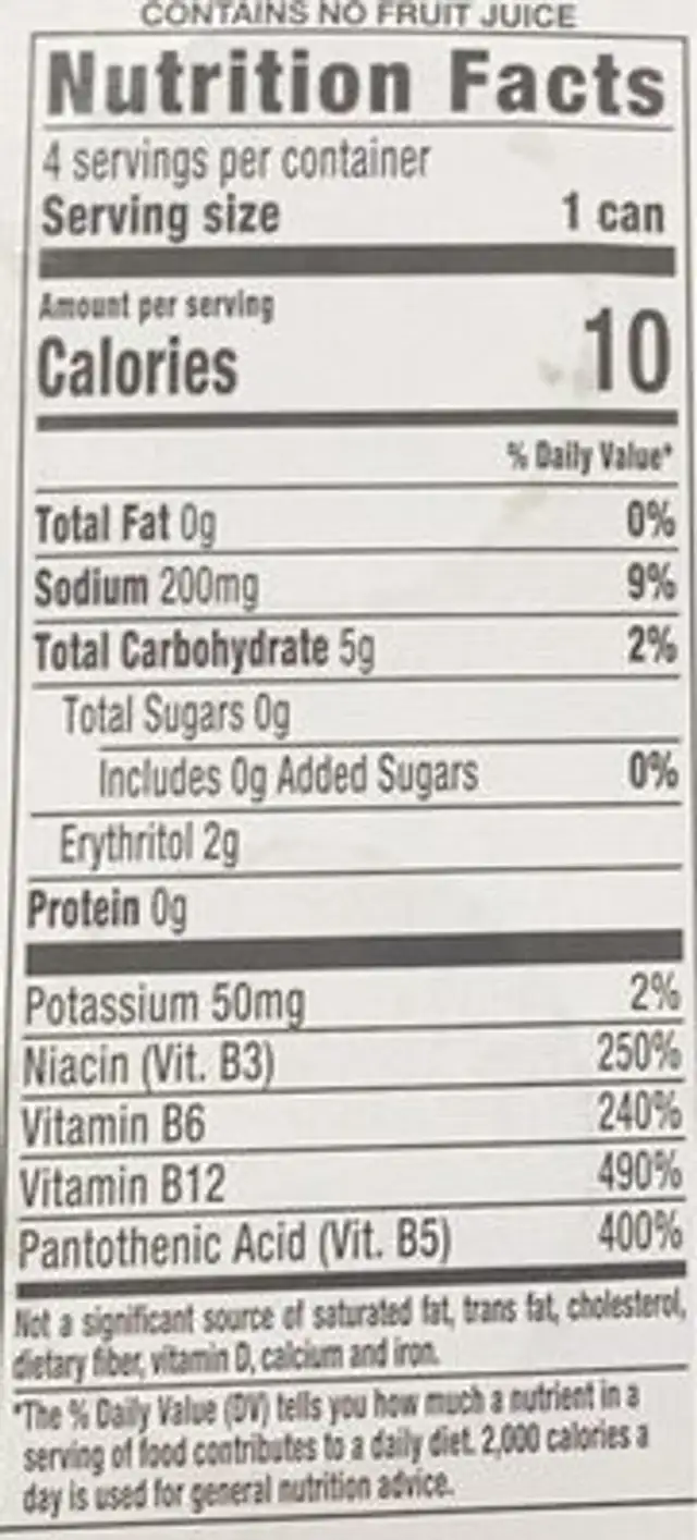 Energy drink ultra gold nutrition facts table