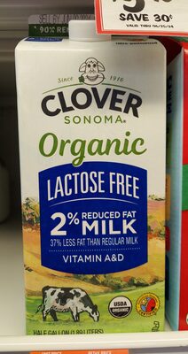 Milk, 2%, Lactose Free, Organic front packaging
