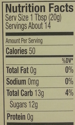 Black Cherry Preserves nutrition facts table