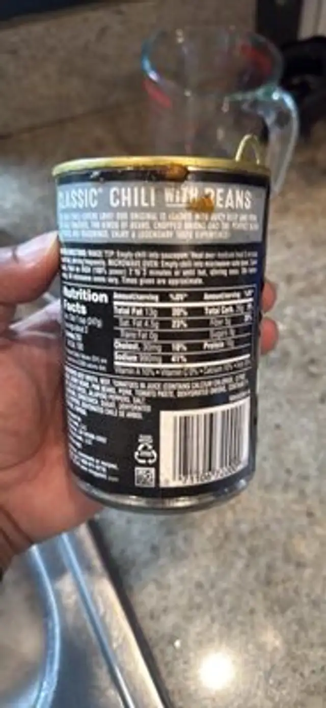 Classic Chili with Beans nutrition facts table