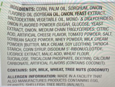 Onion Rings ingredients label