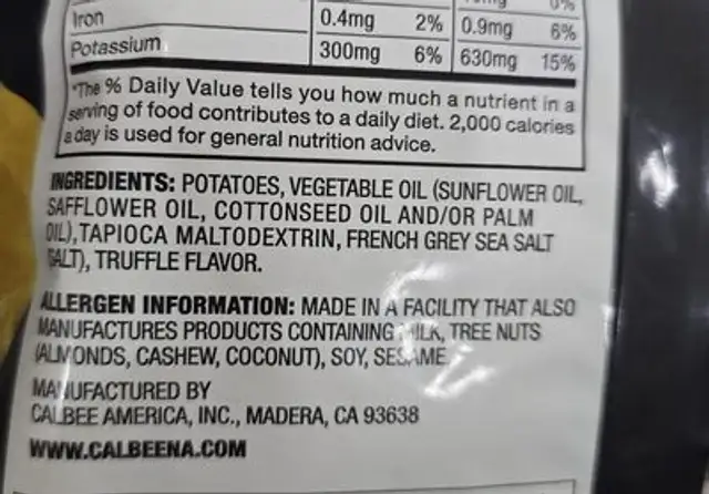 My pote white truffle ingredients label
