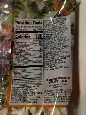 Chopped Kit Sunflower Crisp Salad nutrition facts table