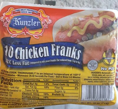 Kunzley 10 Chicken franks