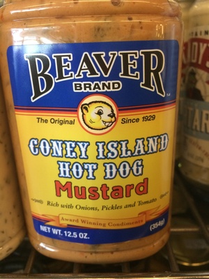 Beaver, coney island hot dog mustard