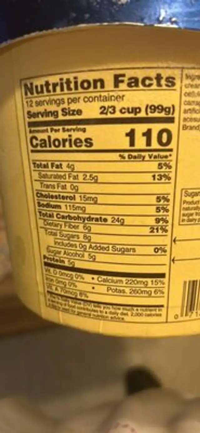 REDUCED FAT ICE CREAM Country Vanilla FLAVOR nutrition facts table