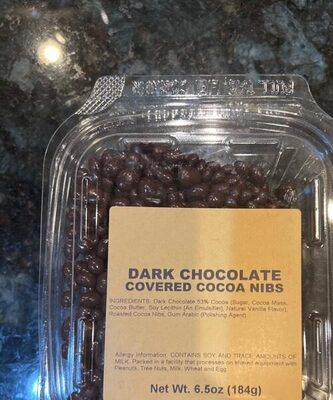 Dark chocolate covered cocoa nibs