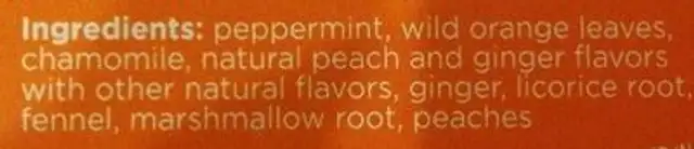 Calm Stomach ingredients label