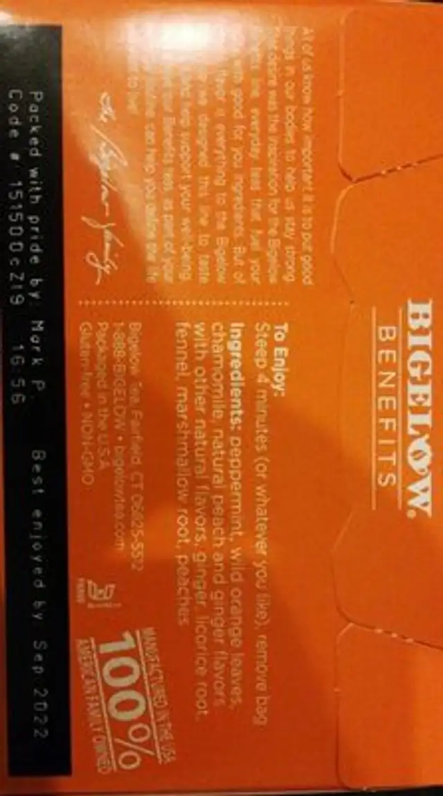 Calm Stomach nutrition facts table