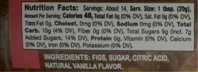 Fig spread nutrition facts table
