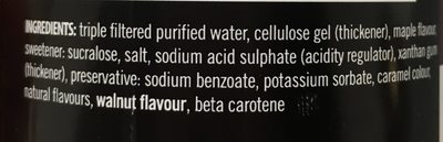 Maple Walnut Syrup ingredients label