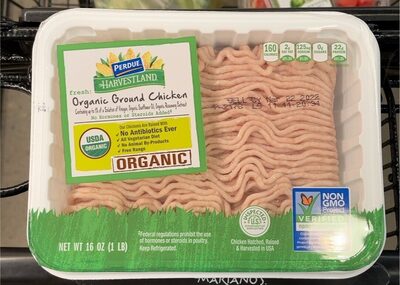 Organic ground chicken front packaging