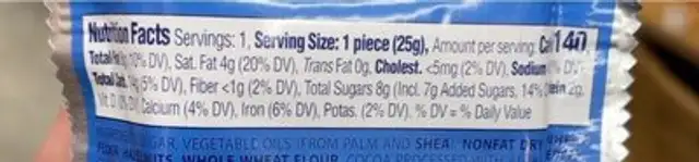 Knoppers nutrition facts table