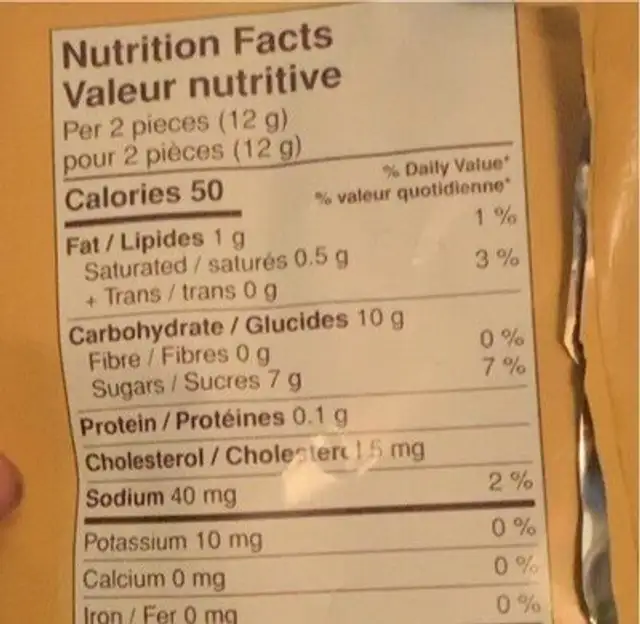 Werther's Original Creamy Caramel Hard Candies nutrition facts table