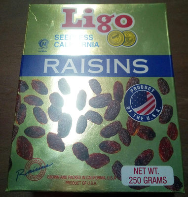 Raisins front packaging