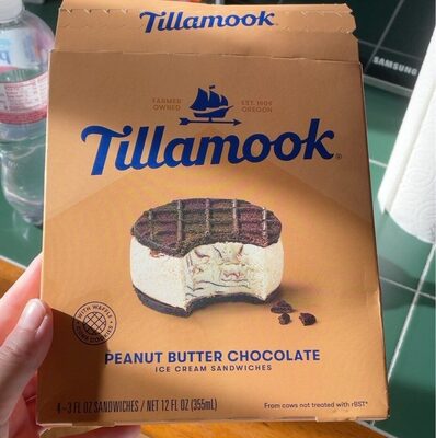 peanutbutter chocolate ice cream sandwhich