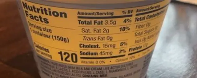 Plain & Simple greek yogurt nutrition facts table