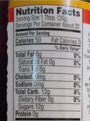 Cherry amaretto preserves nutrition facts table