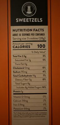 Spiced Waffers nutrition facts table
