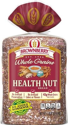 Whole grains health nut bread front packaging