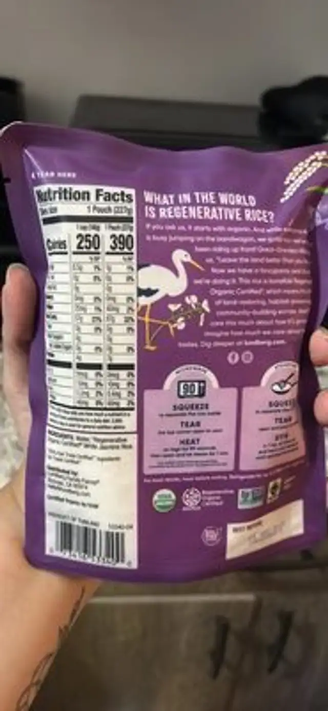 Jasmine Rice nutrition facts table