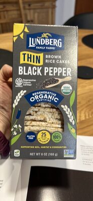 Thin Brown Rice Cakes Black Pepper front packaging