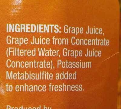 White Grape Juice ingredients label